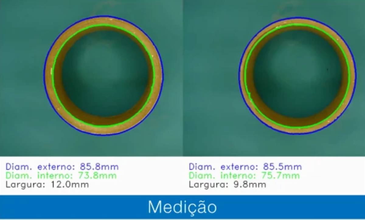 Medição e controle de qualidade de bobinas de papelão