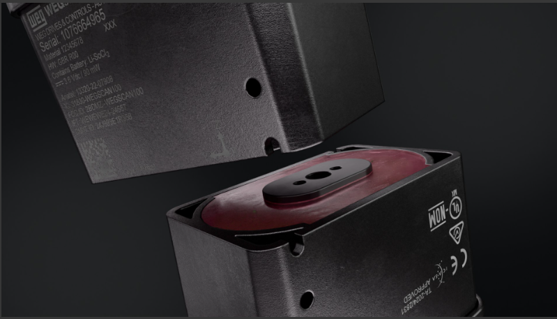 A imagem mostra o ponto de ancoragem com Safety Wire no novo WEGscan100