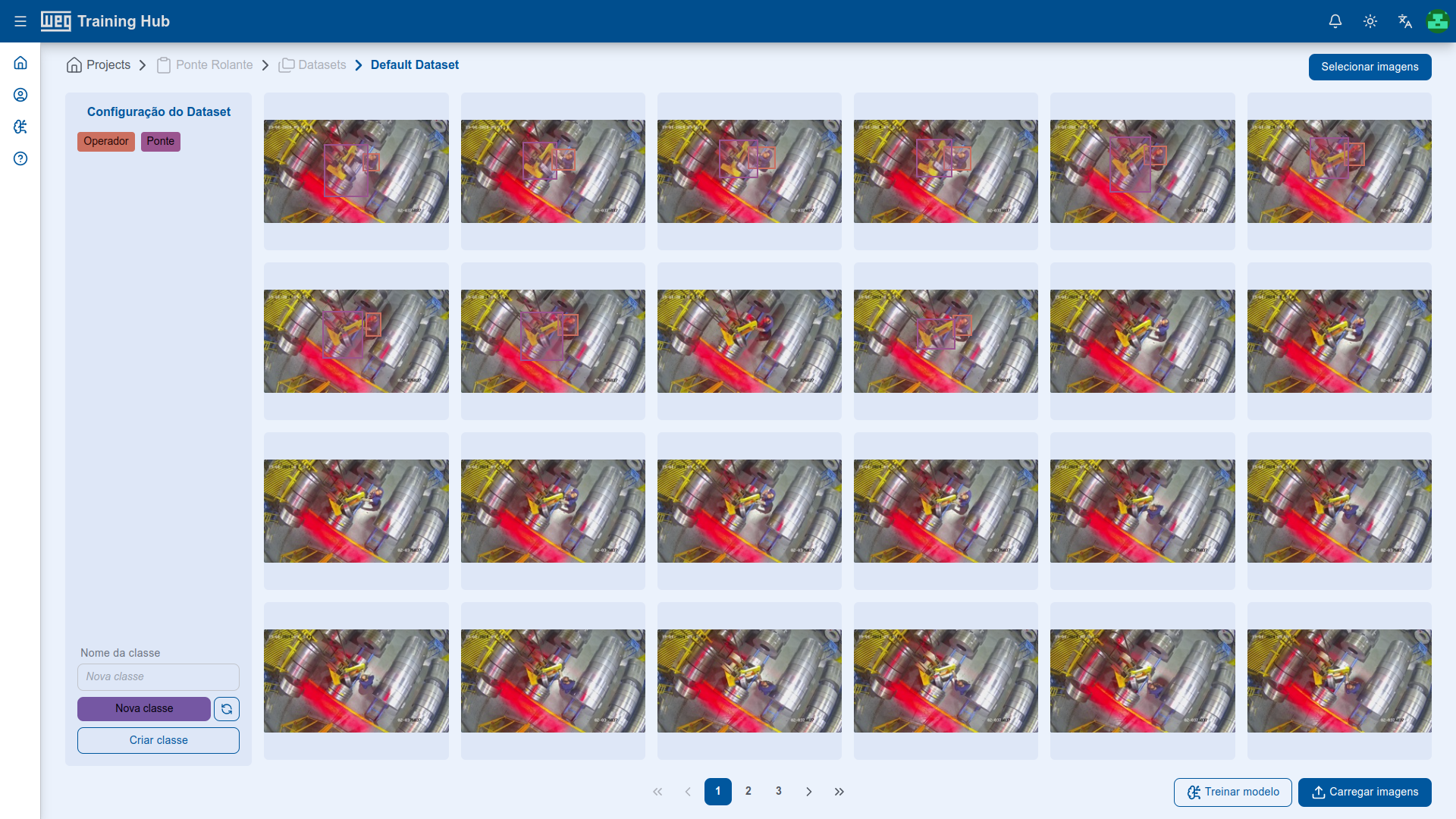 Dataset de imagens no WEG Training HUB para treinamento de modelos de visão computacional