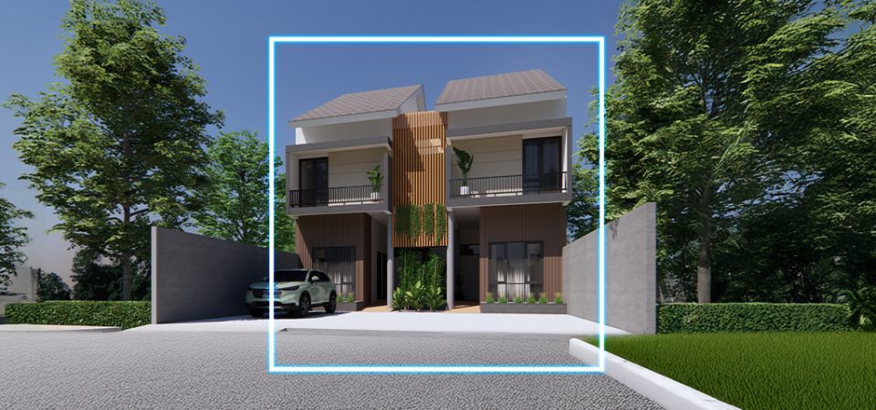 Banner com um conjunto de casas geminadas.