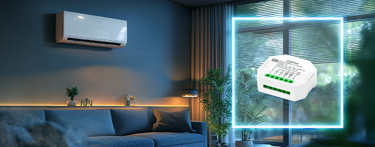 Sala de estar com climatização automatizada.